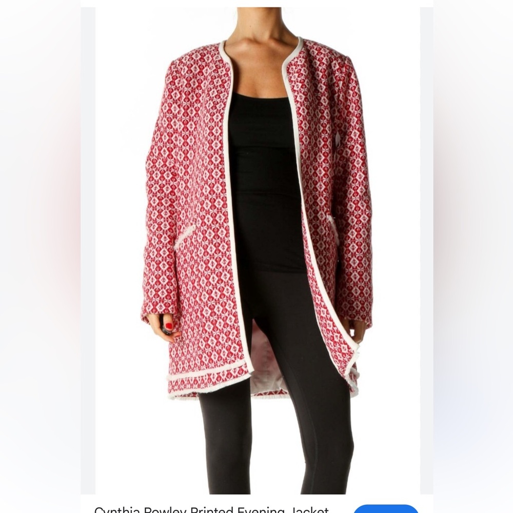 Cynthia Rowley Red and White Textured‎ Jacket